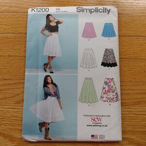 Three Quarter Circle Skirt Sewing Pattern UNCUT Size 6-14 Overskirt Simplicity 1